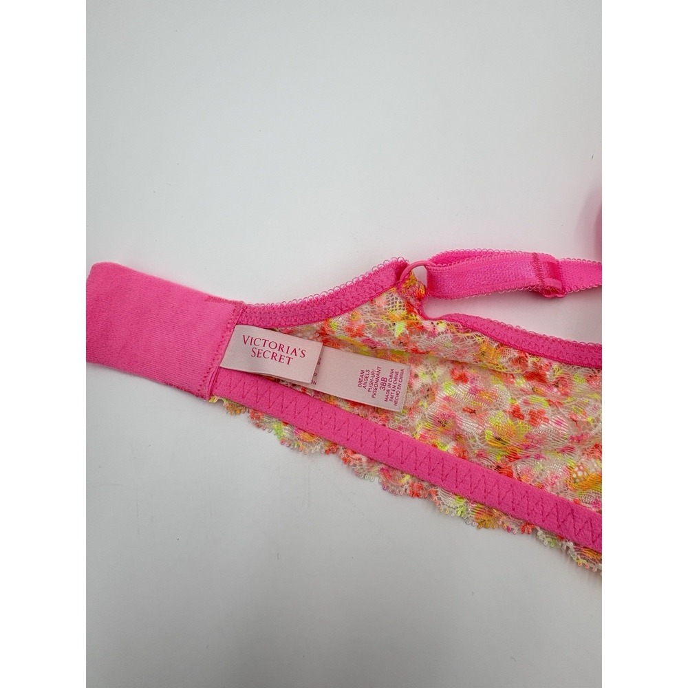 Victoria's Secret Dream Angels push-up bra neon multi-colored floral lace 38B - Picture 3 of 3